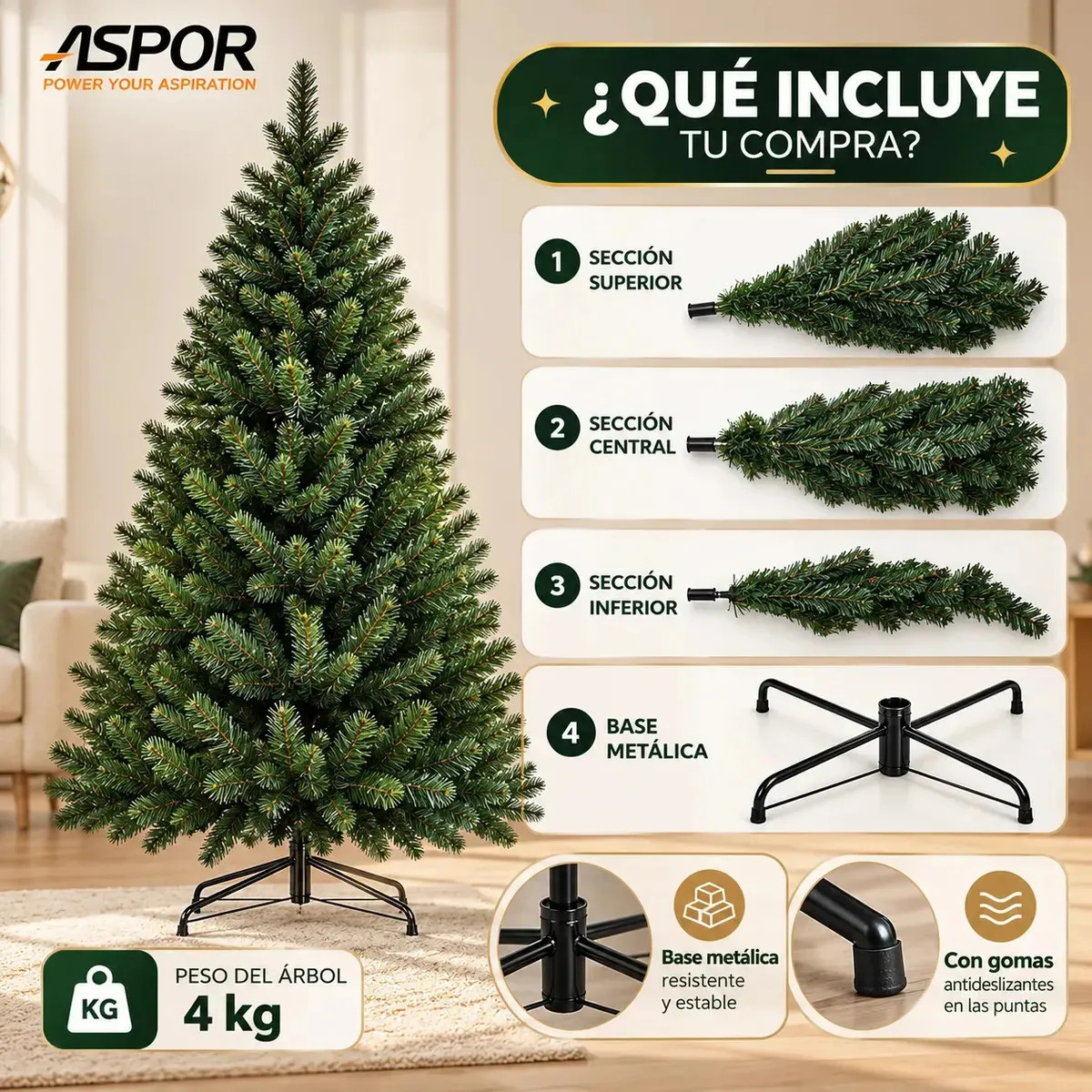 Arbol De Navidad Tradicional 1.80m Verde Artificial 750 Puntas