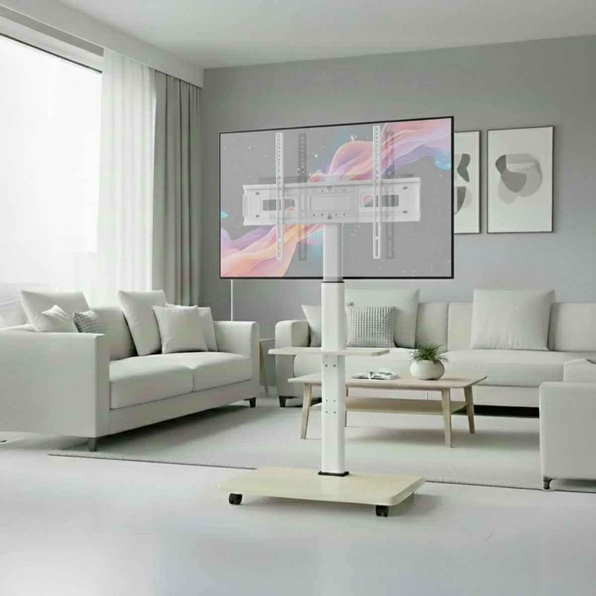 Soporte Pedestal Tv Rack Movil Con Ruedas 32 A 75 Pulgadas