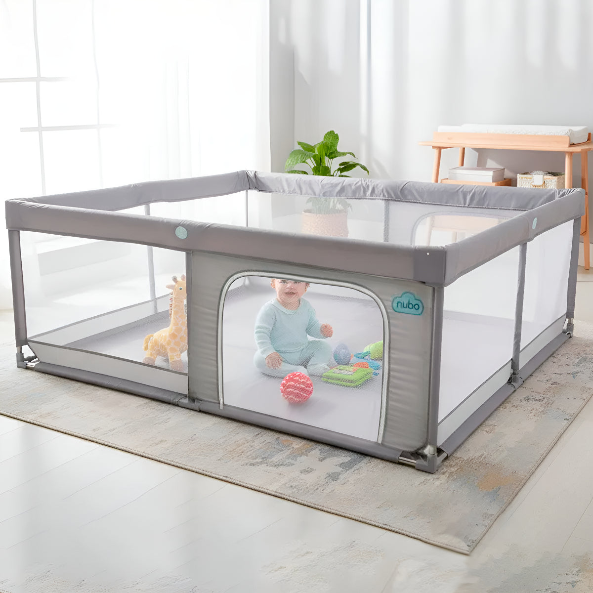 Corral Infantil Nubo Armable Malla Y Tela Oxford 180x200cm