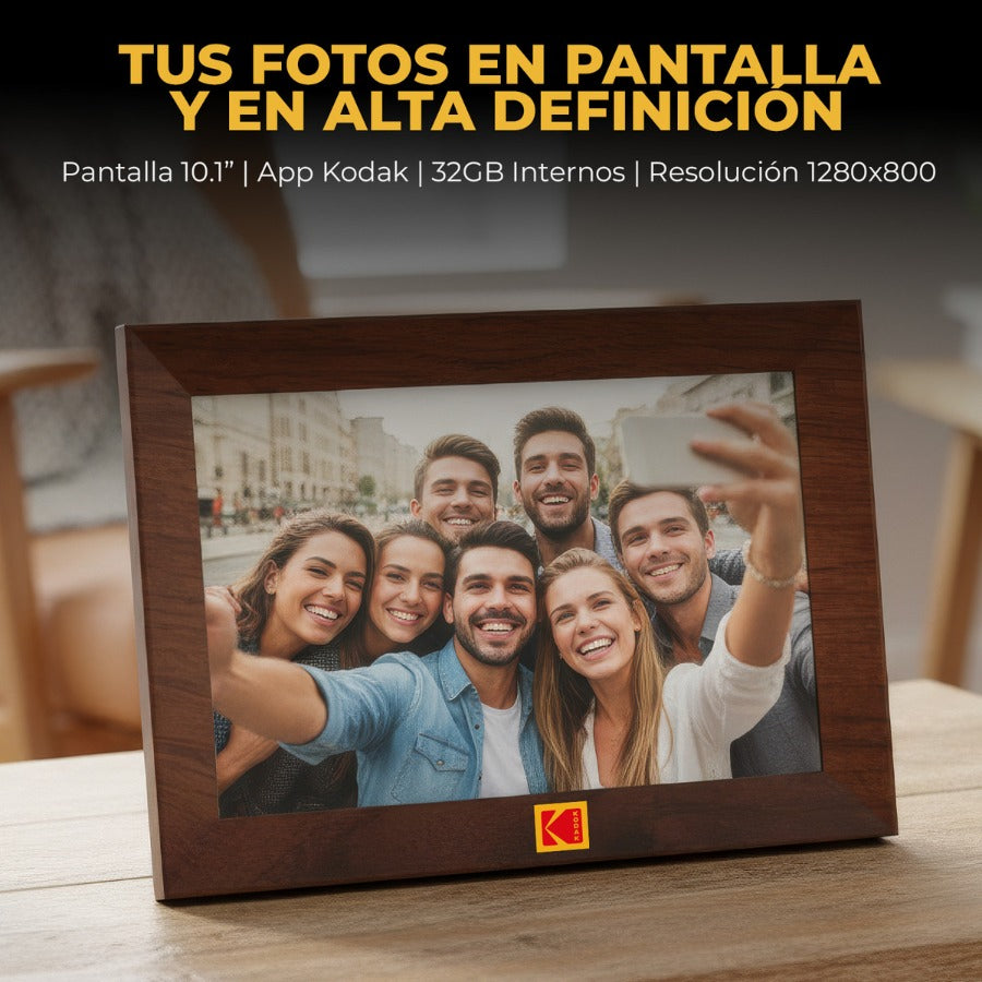 Marco Digital Kodak 10.1 Wifi Fotos Y Videos Ips De Madera