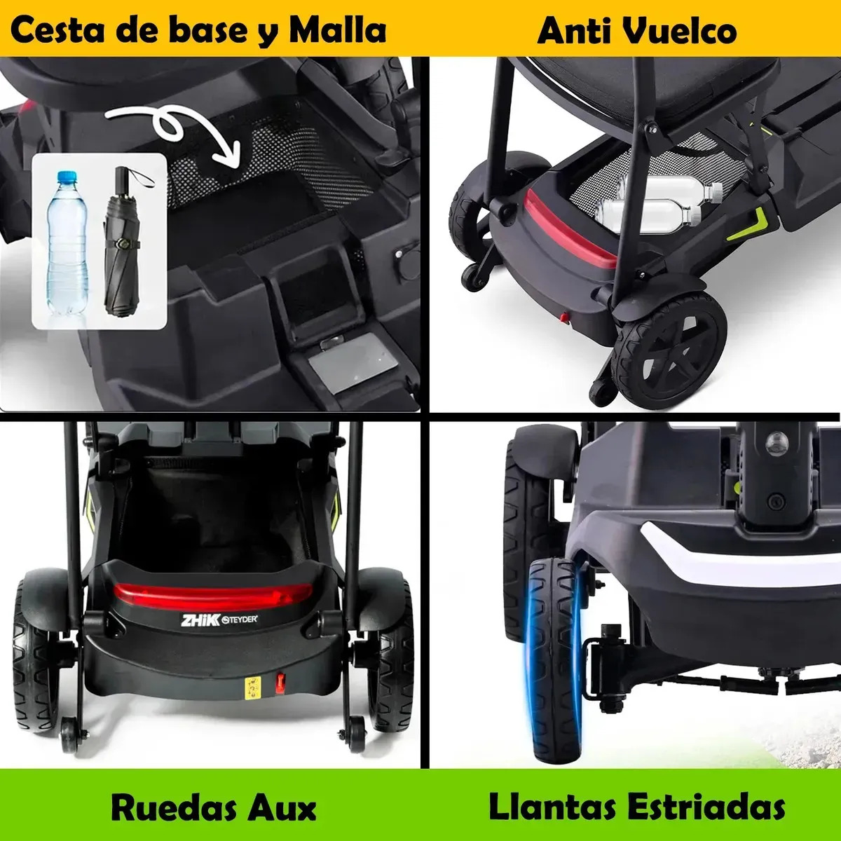 Scooter Silla De Movilidad Electrico Plegable Cuatro Ruedas