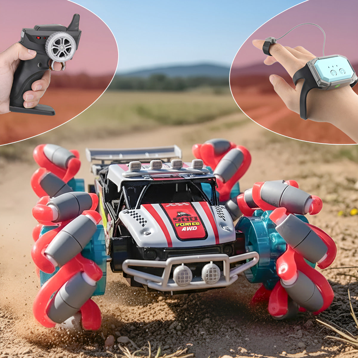 Auto Con Control Llantas Extendibles 4x4 Sensor Muñeca Drift Todo Terreno