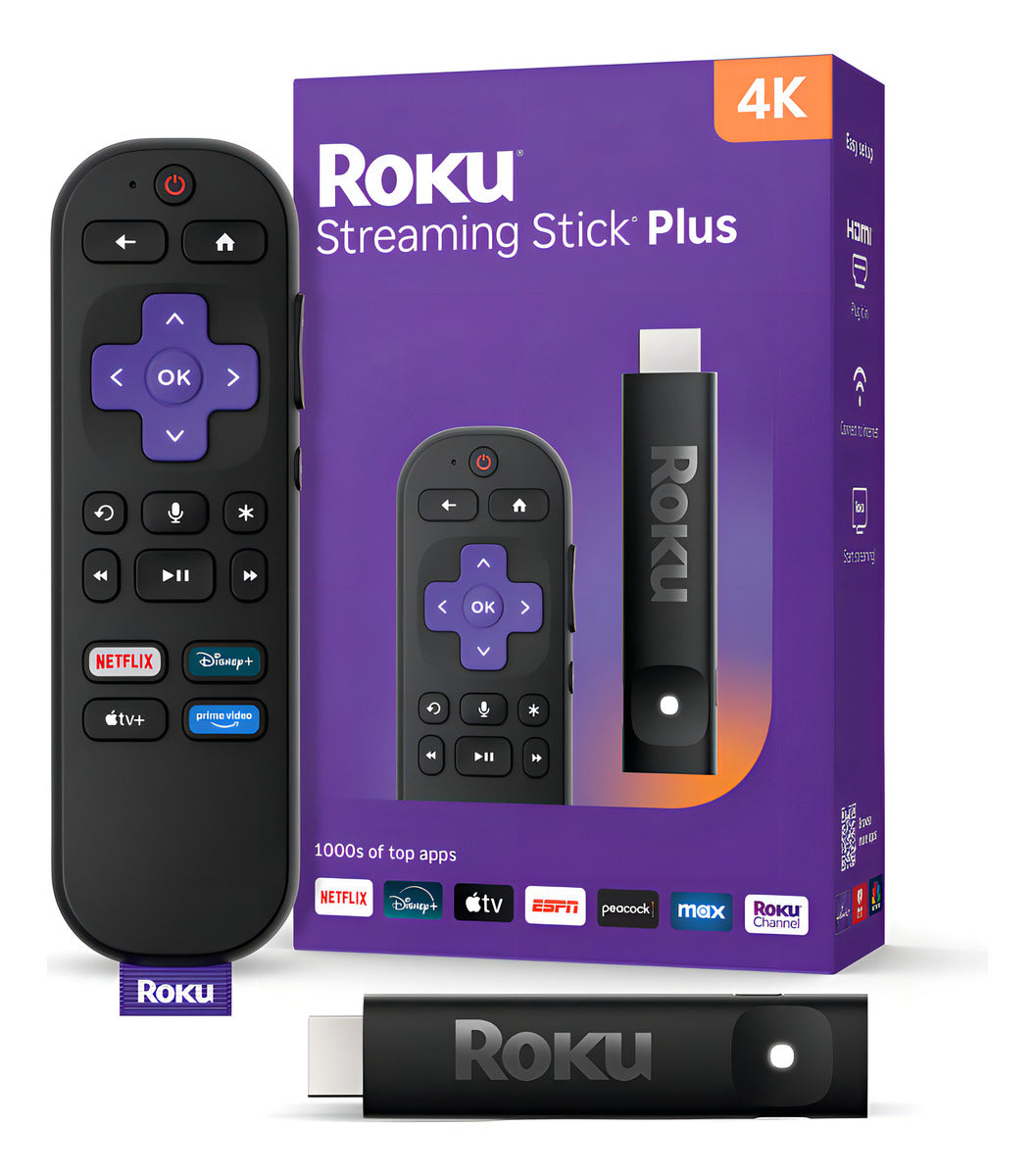 Roku Streaming Stick Plus 2025 4k Hdr Control Voz Tv En Vivo