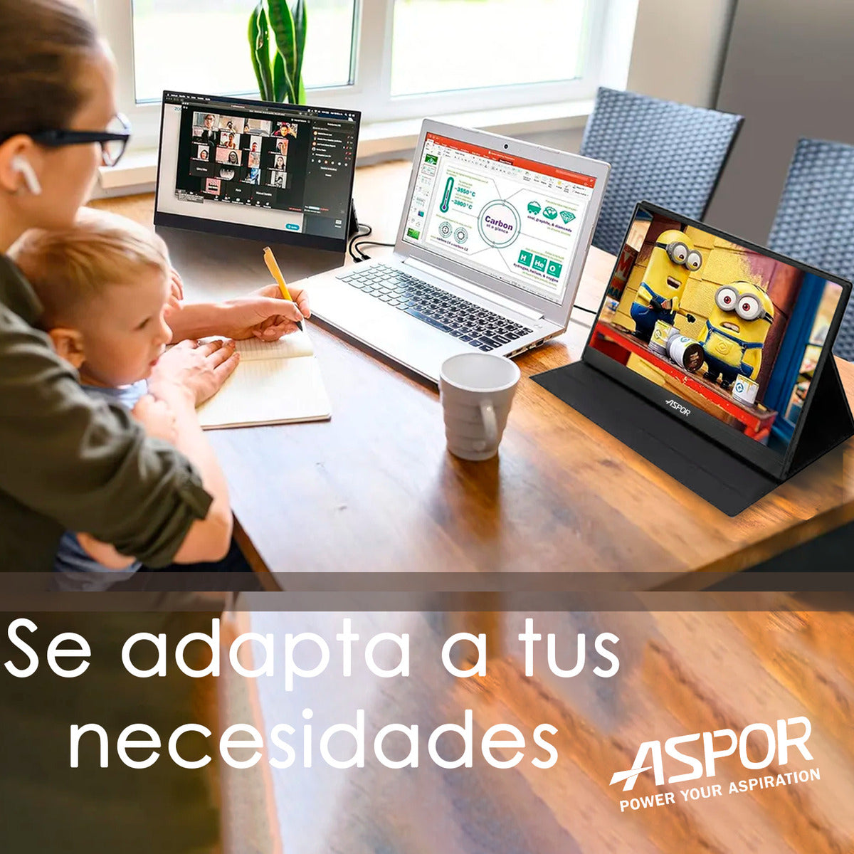 Monitor Portatil 18.5 Pulgadas 120hz Full Hd Con Parlante Y Case Negro