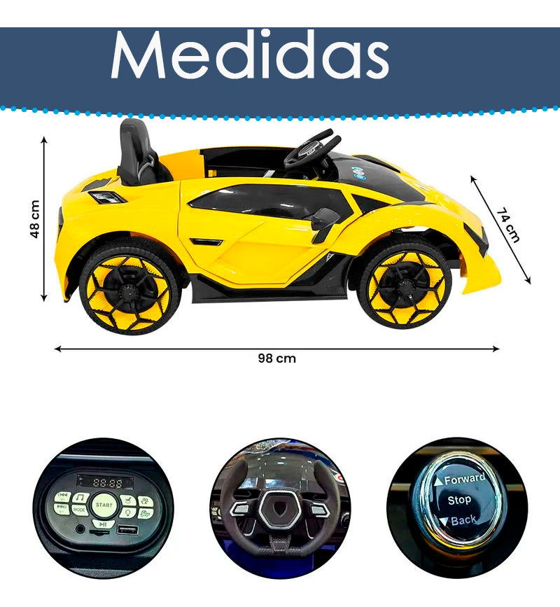 Auto Electrico Montable Lamborghini Con Boton De Reversa Corre 6km/h