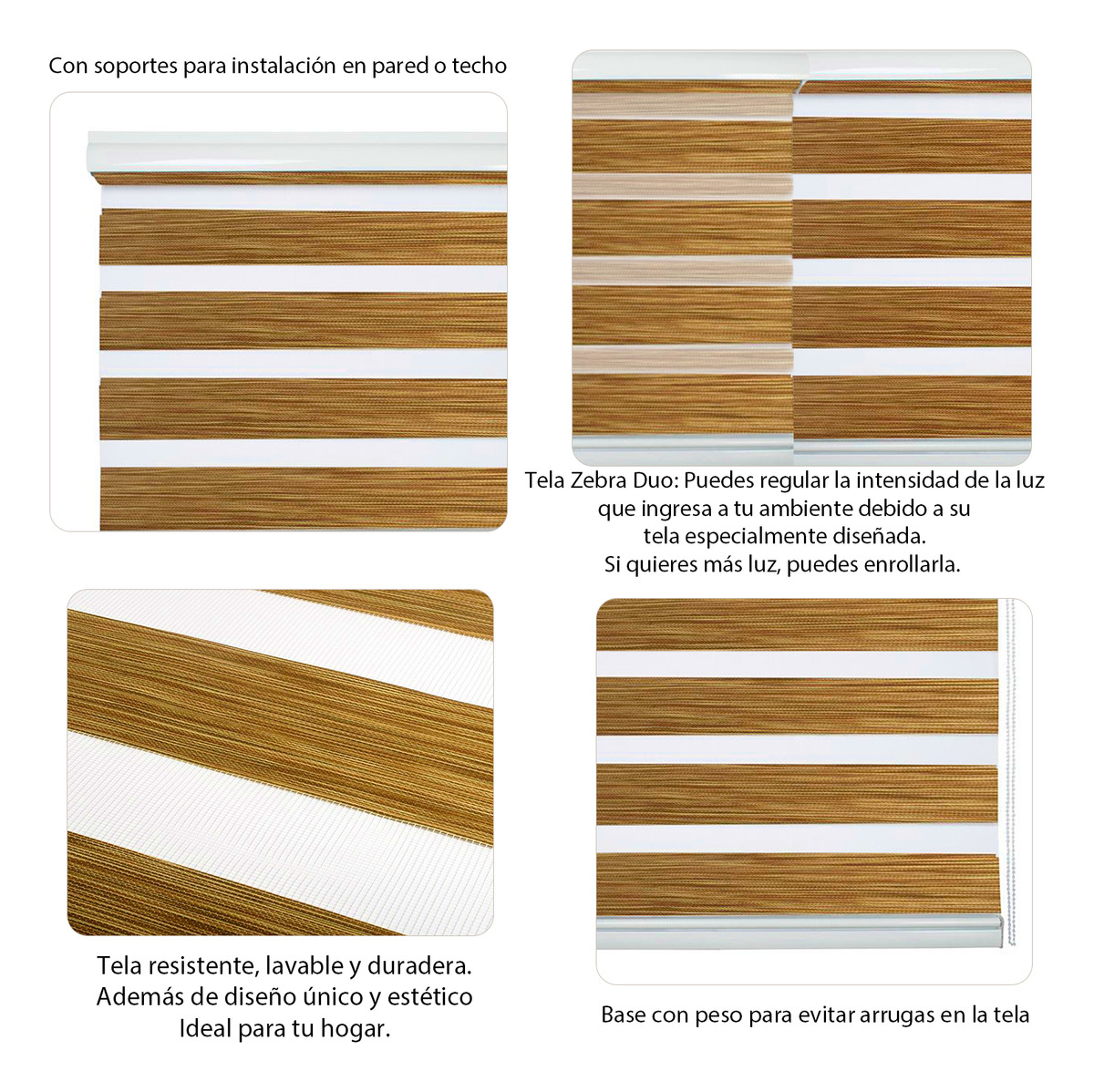 Cortina Roller Jaspeada Duo Zebra Día Noche 100x240cm