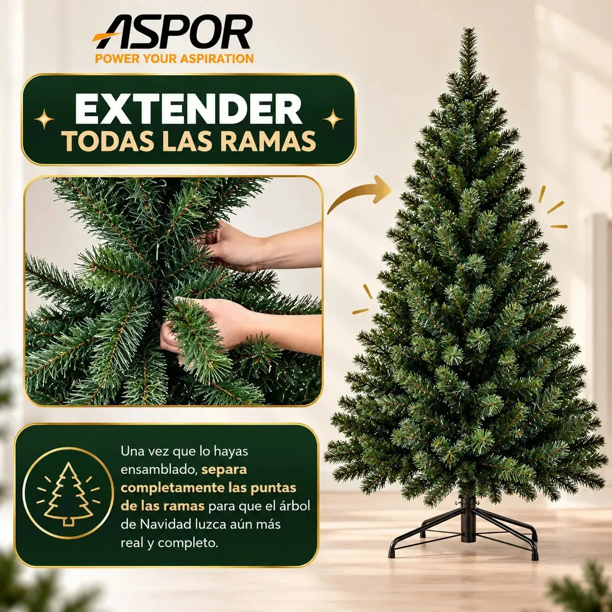 Arbol De Navidad Pino Artificial Con Luz De 1.8m 750 Ramas