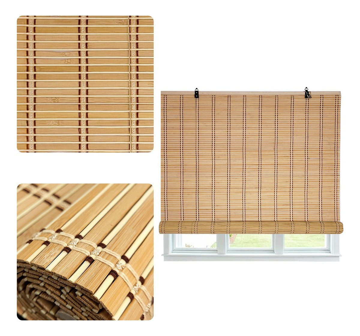 Cortina De Bambú Persiana Roller 150x180cm Enrollable Unicolor