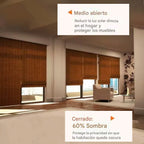 Cortina Bambú Fino Persiana Roller Enrollable 150x180cm Cafe