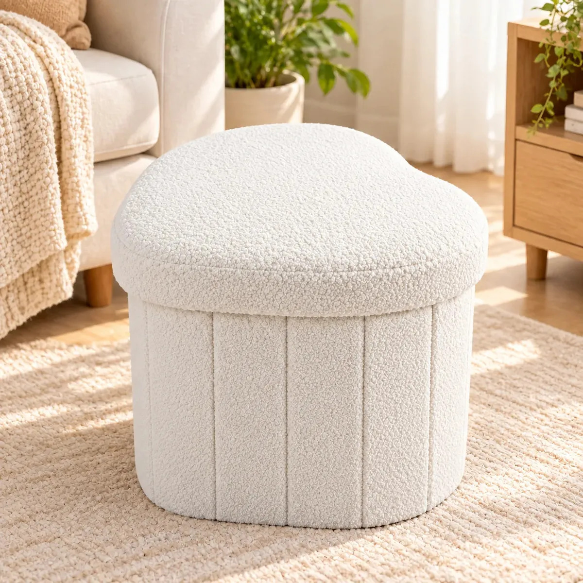 Puff Plegable Baul Organizador Tipo Corazon 38x38cm
