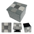 Puff Organizador Baul Plegable Cubo 38x38 Tela Mix Gris