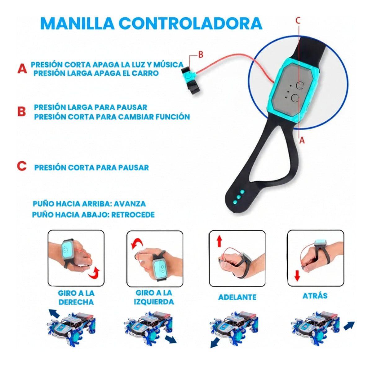 Auto Con Control Llantas Extendibles 4x4 Sensor Muñeca Drift Todo Terreno