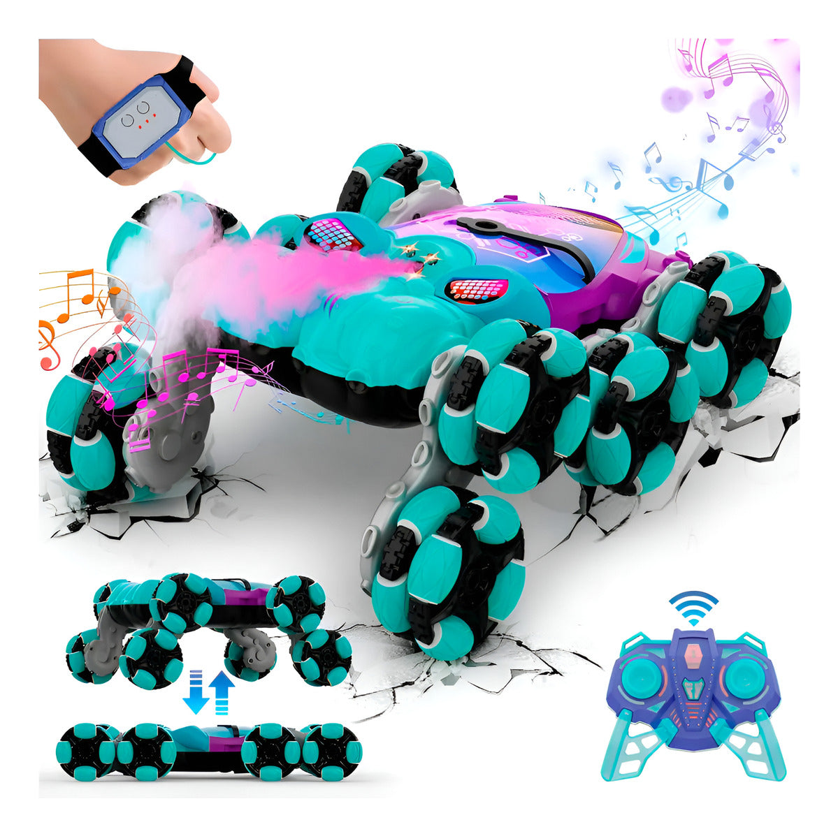 Auto Control Remoto Escalador Octopus Luces Sonido 360°