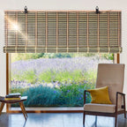 Cortina De Bambú Persiana Roller Bicolor 180x180cm Con Diseños