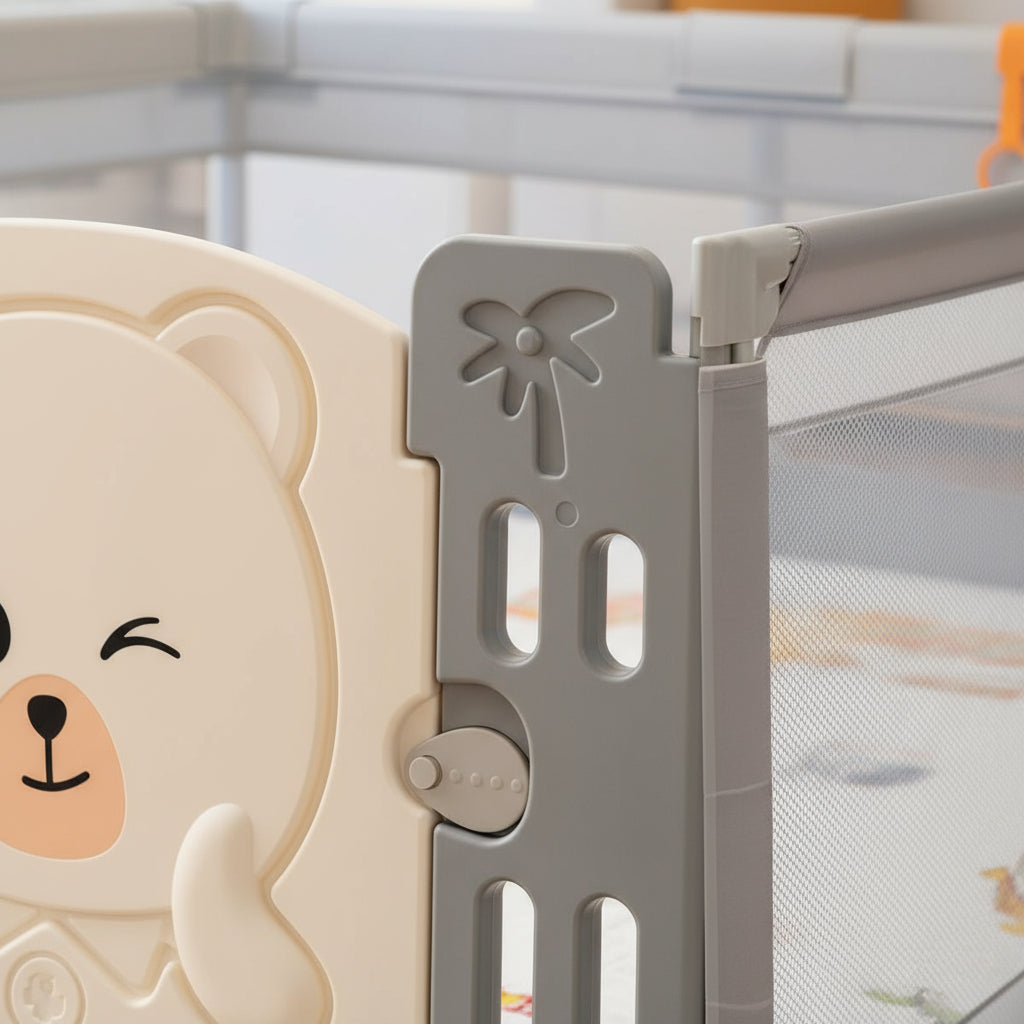 Corral Infantil Nubo Puerta Osito Malla Con Pelotas 180x200cm