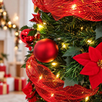 Arbol De Navidad Plegable 180cm Armado Facil Navideño Luces Rojo