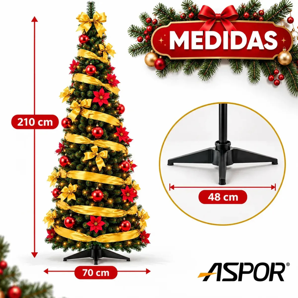 Arbol De Navidad Plegable 210 Cm Armado Facil Navideños