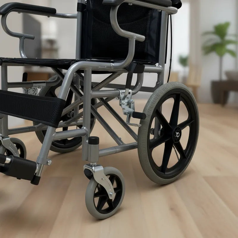 Silla De Ruedas Plegable Con Frenos De 110kg Geriatrica