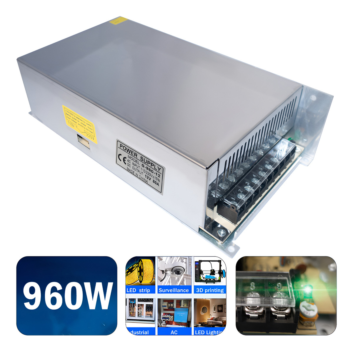 Fuente Poder 12v 80a 960w Transformador 220v Camaras Cinta