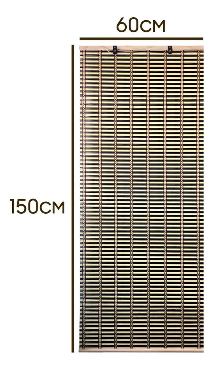Cortina Bambú Persiana Bicolor 60x150cm Con Diseño