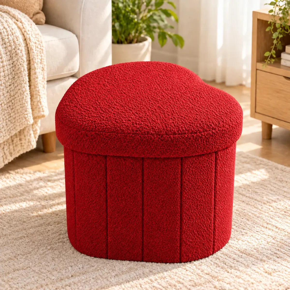 Puff Plegable Baul Organizador Tipo Corazon 38x38cm