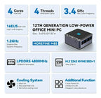 Mini PC MOREFINE M8S Intel N95 12a Generación 7nm con 12GB RAM, 256GB SSD 3.40 GHz 3 Pantallas 4K w11 home