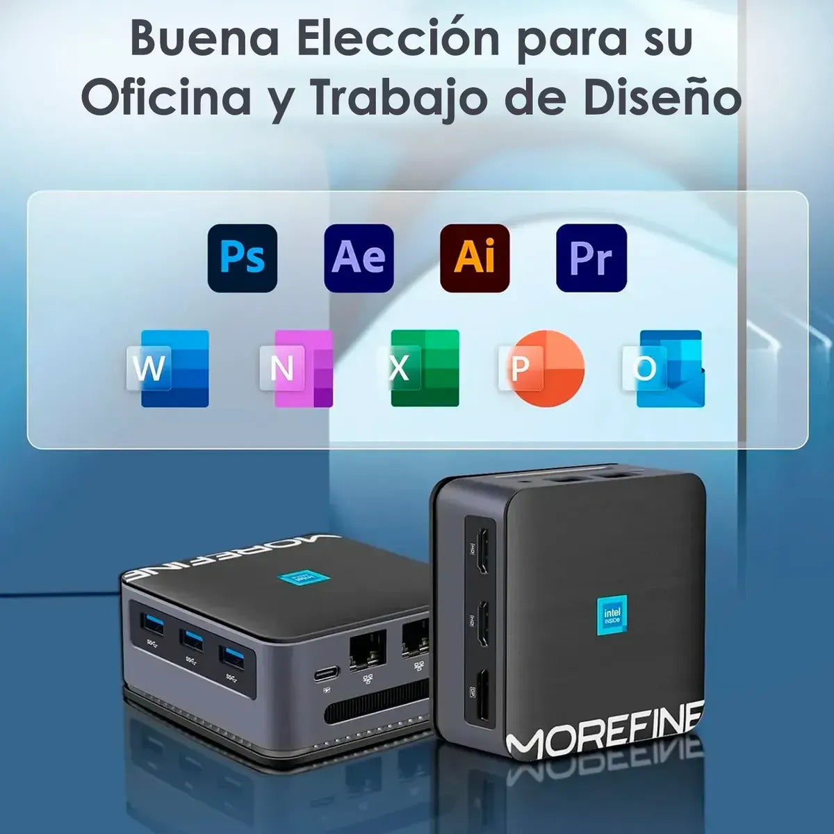 Mini PC MOREFINE M8S Intel N95 12a Generación 7nm con 12GB RAM, 256GB SSD 3.40 GHz 3 Pantallas 4K w11 home
