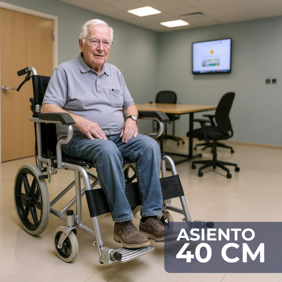 Silla Ruedas Geriatrica Plegable Con Frenos De 110kg