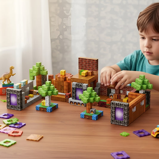 Bloques Magnéticos Tipo Minecraft 204 Pcs Mundo Portales 204 Bosque
