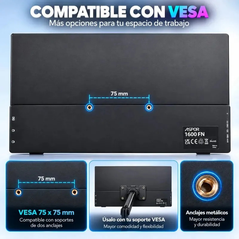 Monitor Portatil 16 Pulgadas Ips 2.5k Y 120hz Para Notebook