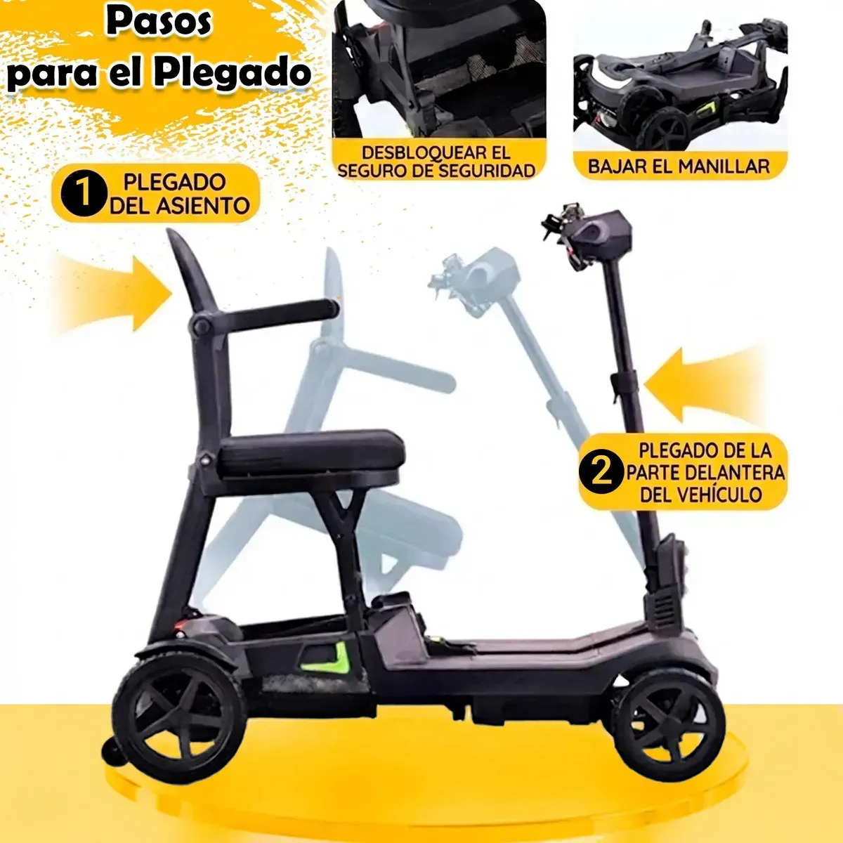 Scooter Silla De Movilidad Electrico Plegable Cuatro Ruedas