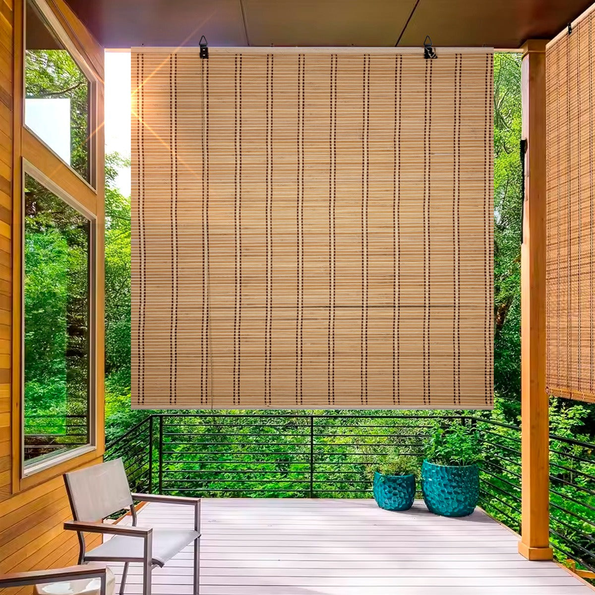 Cortina De Bambú Persiana Roller 180x180cm Enrollable Unicolor