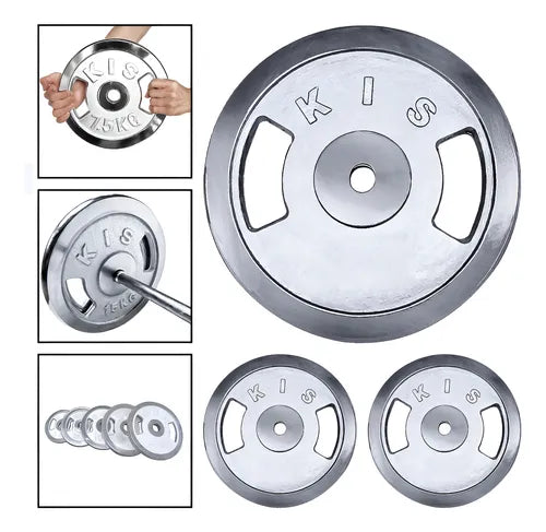 Pack 2 Disco Preolimpico 20kg C/u Cromado Profesional Agarre