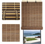 Cortina Bambú Persiana Bicolor 60x150cm Con Diseño