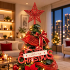 Arbol De Navidad Plegable 180cm Armado Facil Navideño Luces Rojo