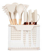 Set 16 Utensilios Cuchillos Cocina Acero Inox Silicona Beiti
