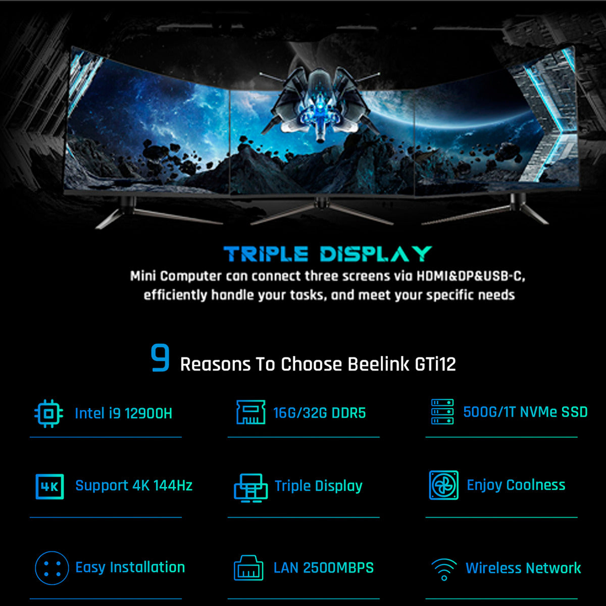 Mini Pc Beelink Gti12 Ultra Intel Core I9 12900hk 5ghz 14 Nucleos