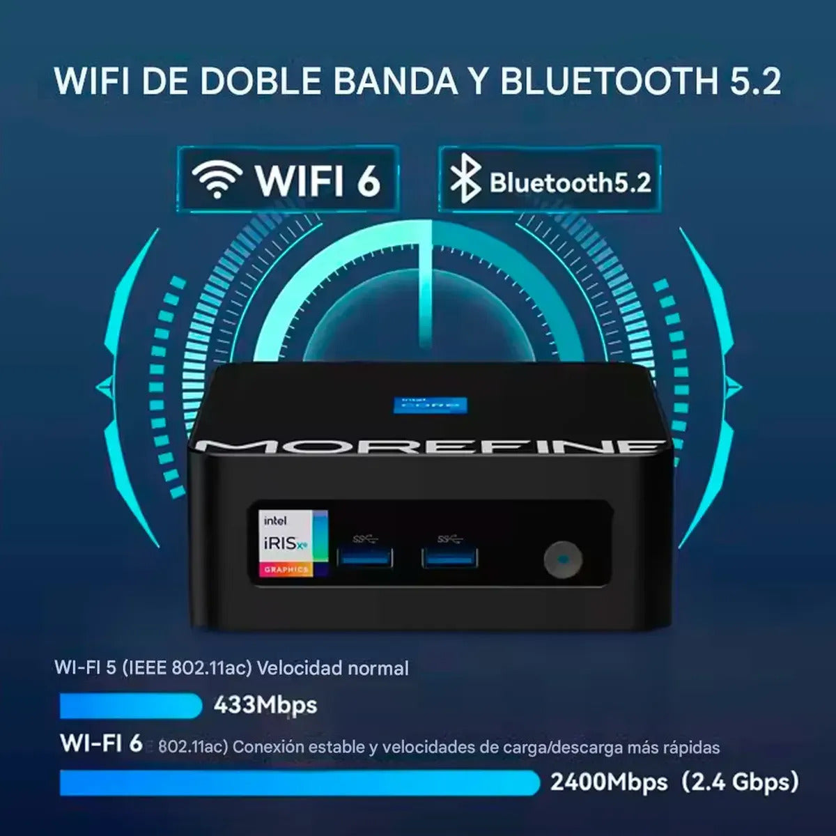 Mini PC Morefine M9 Pro Intel Core i5 12500H con 16 GB RAM y 512 GB SSD
