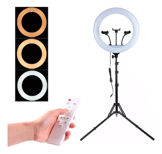 Aro Luz Led Dimeable 55w De 45cm Fria/calida Con Tripode
