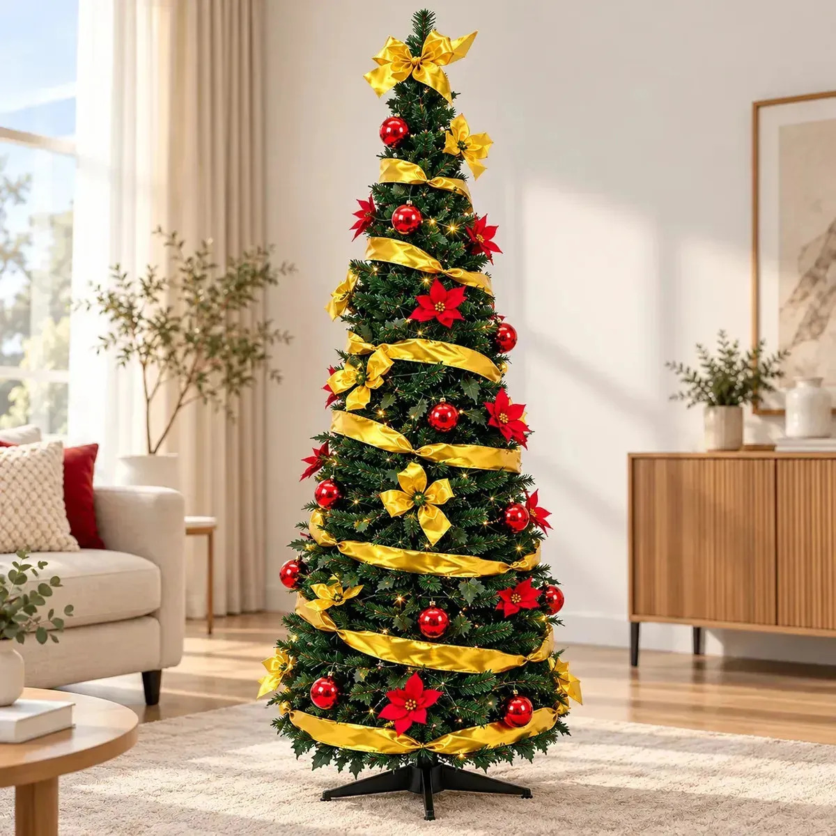 Arbol De Navidad Plegable 210 Cm Armado Facil Navideños