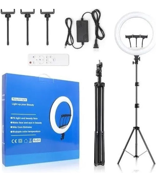 Aro Luz Led Dimeable 55w De 45cm Fria/calida Con Tripode