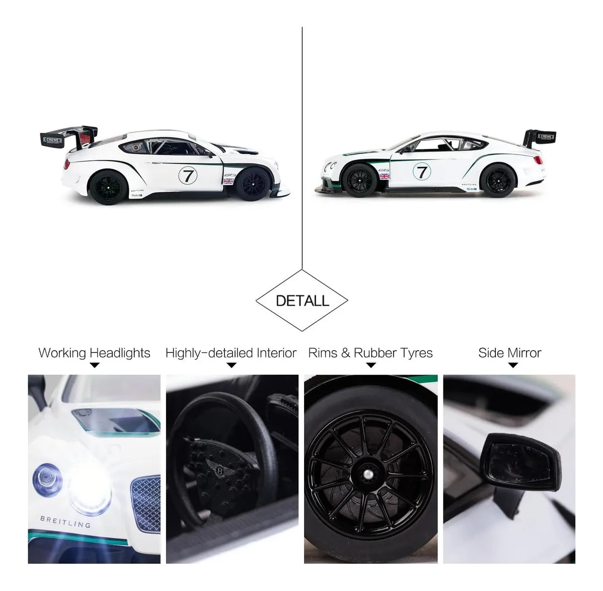 Juguete Auto Control Remoto 1:14 Bentley Continental Gt3