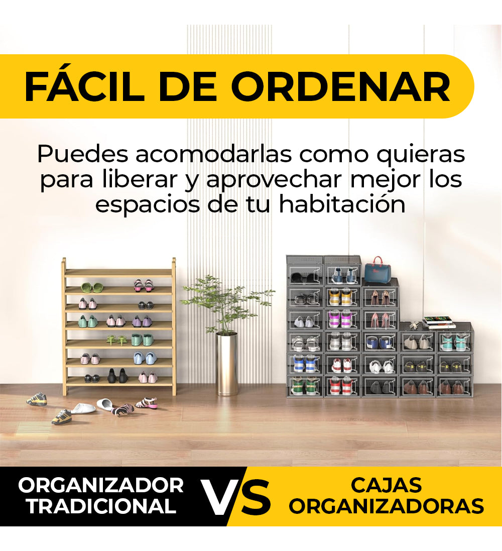 Set 6cajas Organizadoras De Zapatos Apilables Multiuso Beiti