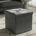 Puff Organizador Baul Plegable Cubo 38x38 Tela Mix Gris