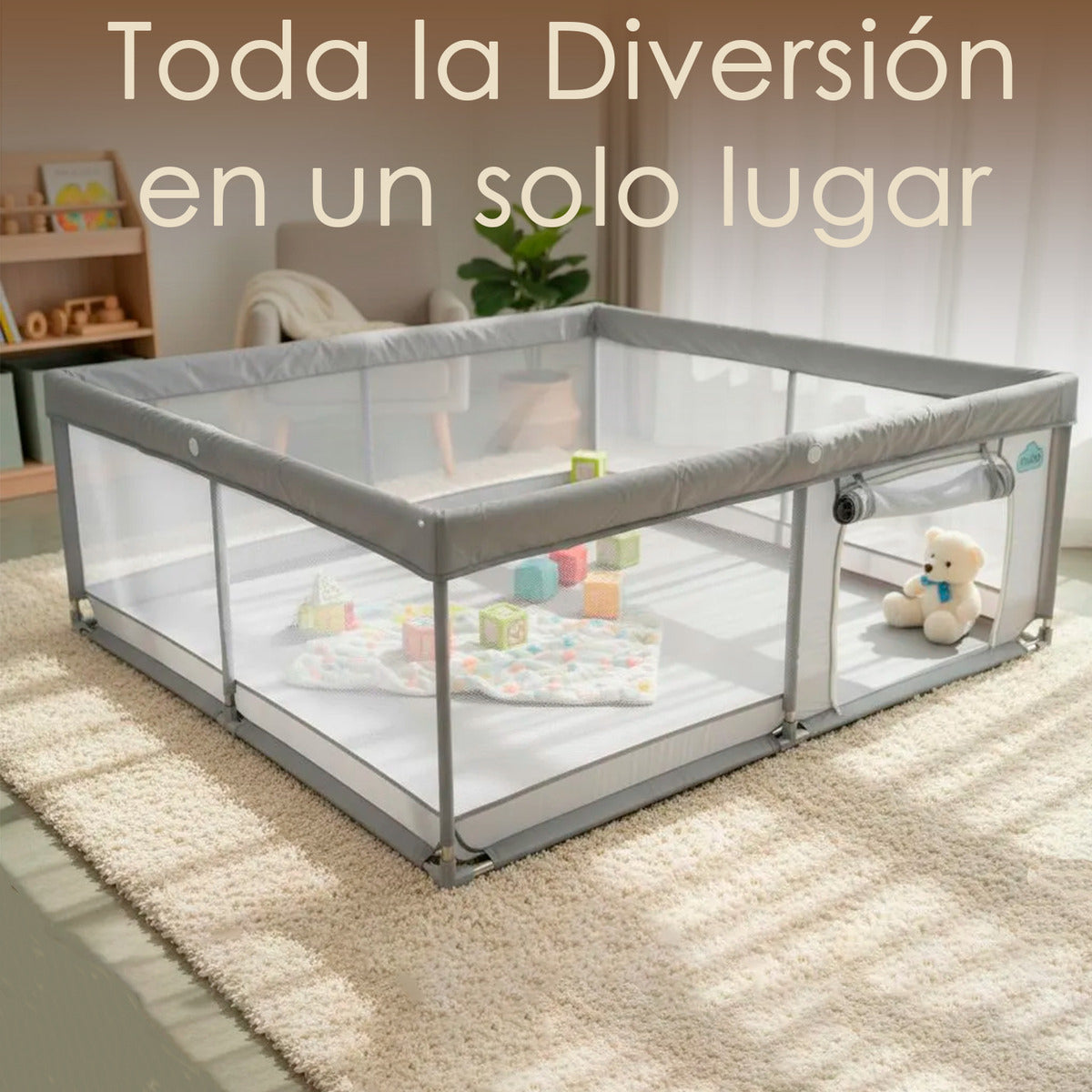 Corral Infantil Nubo Armable Malla Y Tela Oxford 180x200cm
