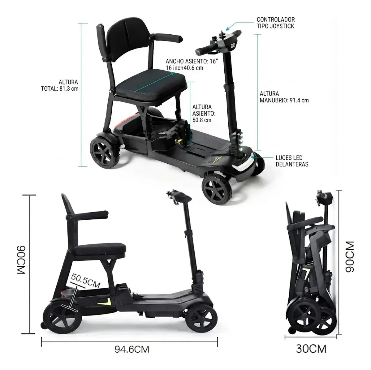 Scooter Silla De Movilidad Electrico Plegable Cuatro Ruedas