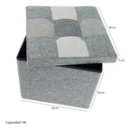 Puff Organizador Baul Plegable Cubo 38x38 Tela Mix Gris