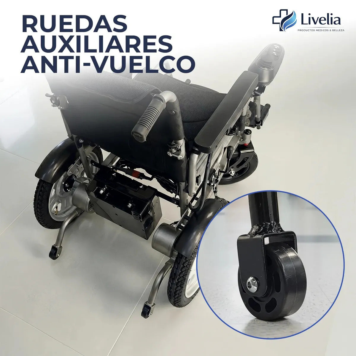 Silla de Ruedas Electrica Plegable con Joystick y Cinturón de Seguridad De 5 Velocidades