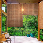 Cortina De Bambú Persiana Roller Bicolor 150x180cm Con Diseños