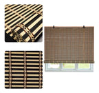 Cortina De Bambú Persiana Roller Bicolor 120x180cm Con Diseños